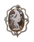 A hardstone cameo brooch