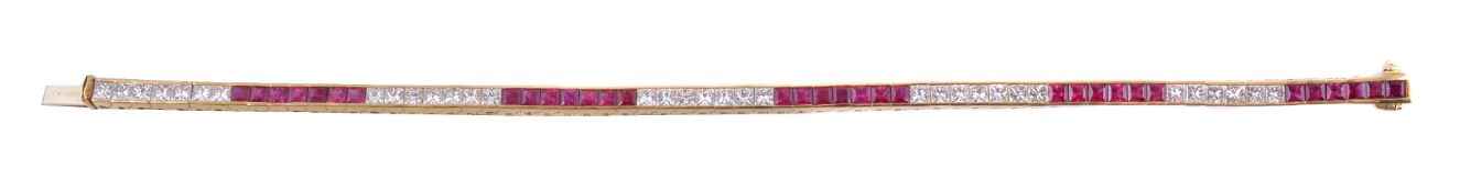 A ruby and diamond bracelet