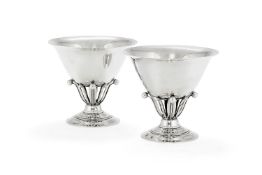 Georg Jensen, a pair of Danish silver pedestal bowls