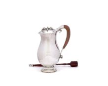 ϒ Georg Jensen, a Danish silver baluster chocolate pot or pitcher