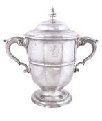 A mid-18th century Irish silver twin handled cup and cover by Robert Calderwood