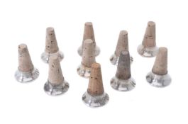 Georg Jensen, ten Danish plain silver wine stoppers