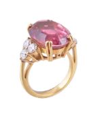 A pink tourmaline and diamond dress ring