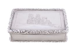 A William IV silver rectangular snuff box by Nathaniel Mills