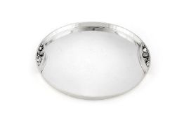 Georg Jensen, a Danish silver circular twin handled tray