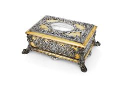 A Victorian silver parcel gilt rectangular stationery casket by John Samuel Hunt