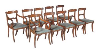 A set of ten George IV mahogany dining chairs