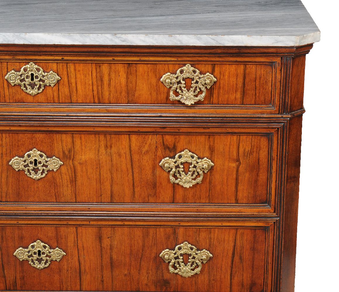 A Continental walnut and marble topped chest of drawers - Image 3 of 3