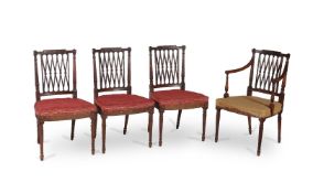 A set of eight George III mahogany dining chairs