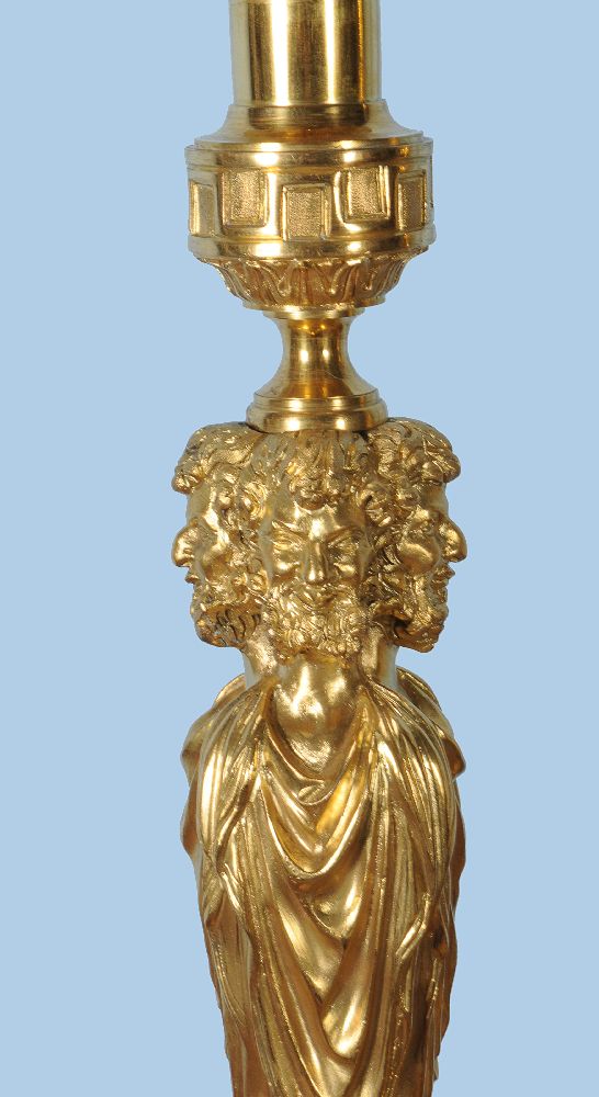 A pair of fine and substantial gilt bronze candlesticks - Image 2 of 3