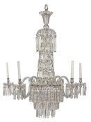 A Victorian cut glass five light chandelier in late George III style