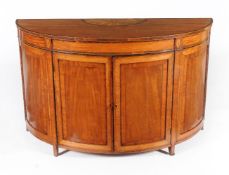 A George III satinwood and marquetry side cabinet