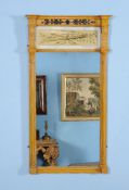 A Regency giltwood, composition and verre englomise wall mirror