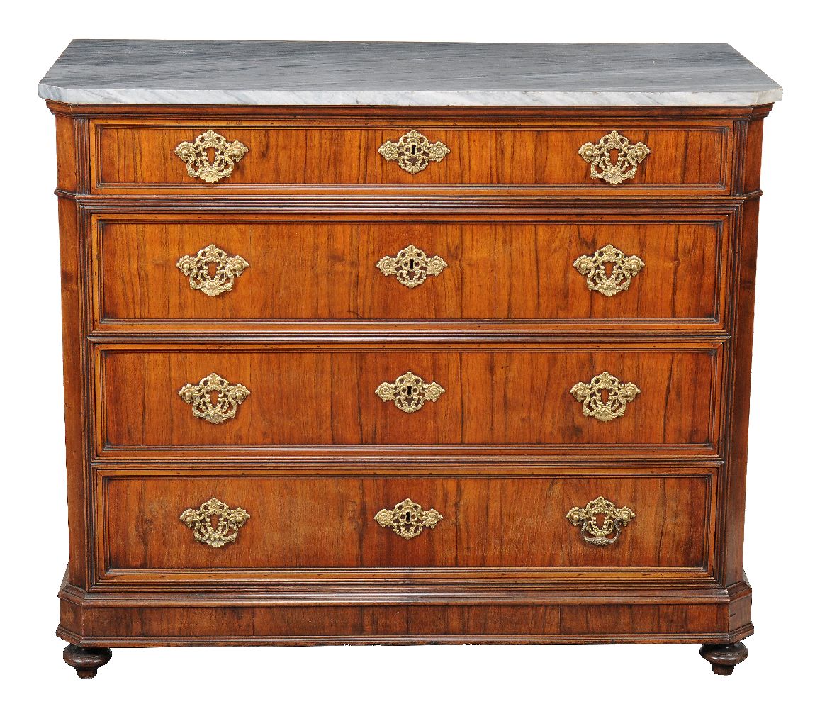 A Continental walnut and marble topped chest of drawers - Image 2 of 3