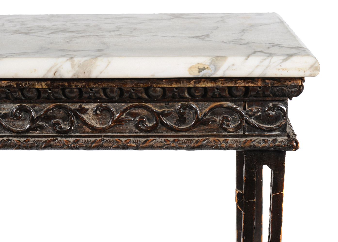 A George II painted wood and marble mounted console table - Image 2 of 4