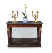 An Empire mahogany and gilt metal mounted console table