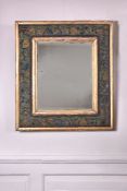 A Charles II beadwork decorated cushion framed wall mirror