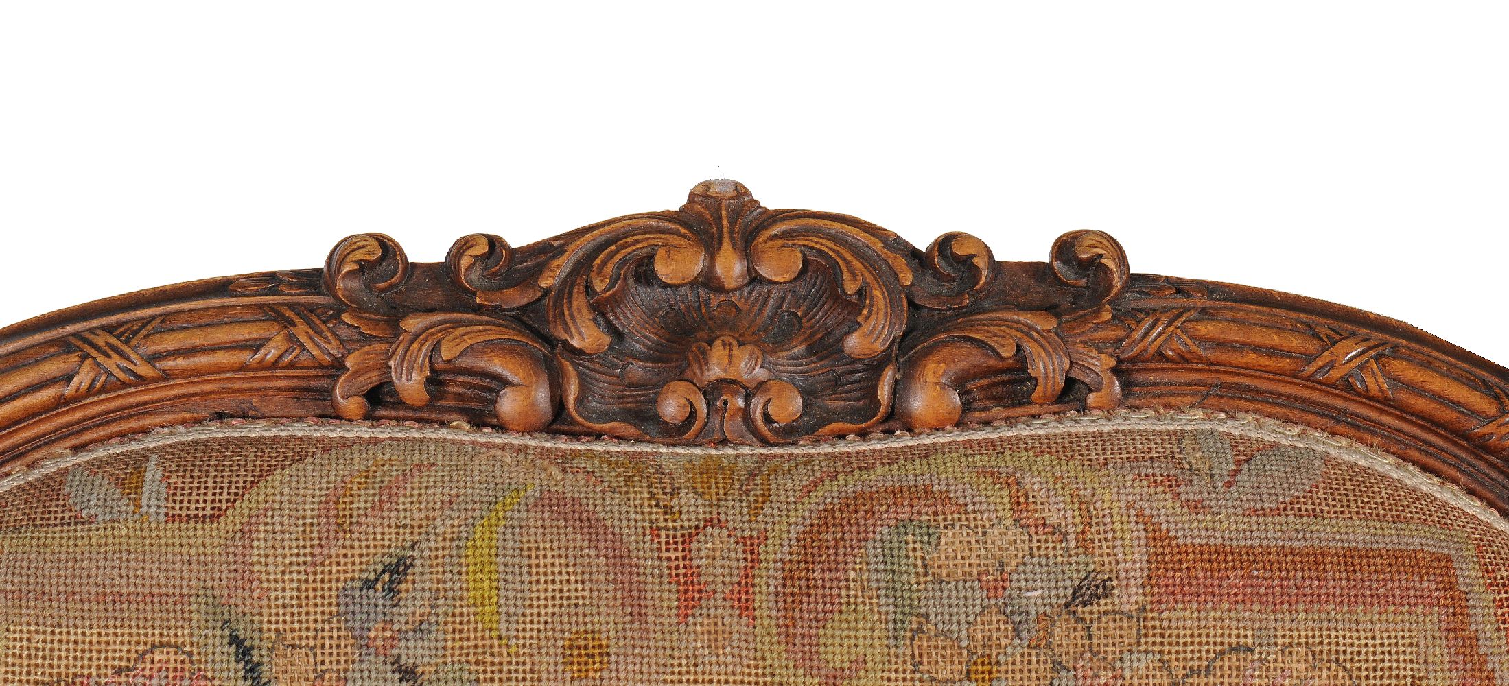 A pair of carved walnut and needlework upholstered armchairs - Image 2 of 8