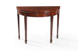 A George III mahogany and marquetry folding card table