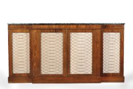 ϒ A Regency rosewood breakfront side cabinet