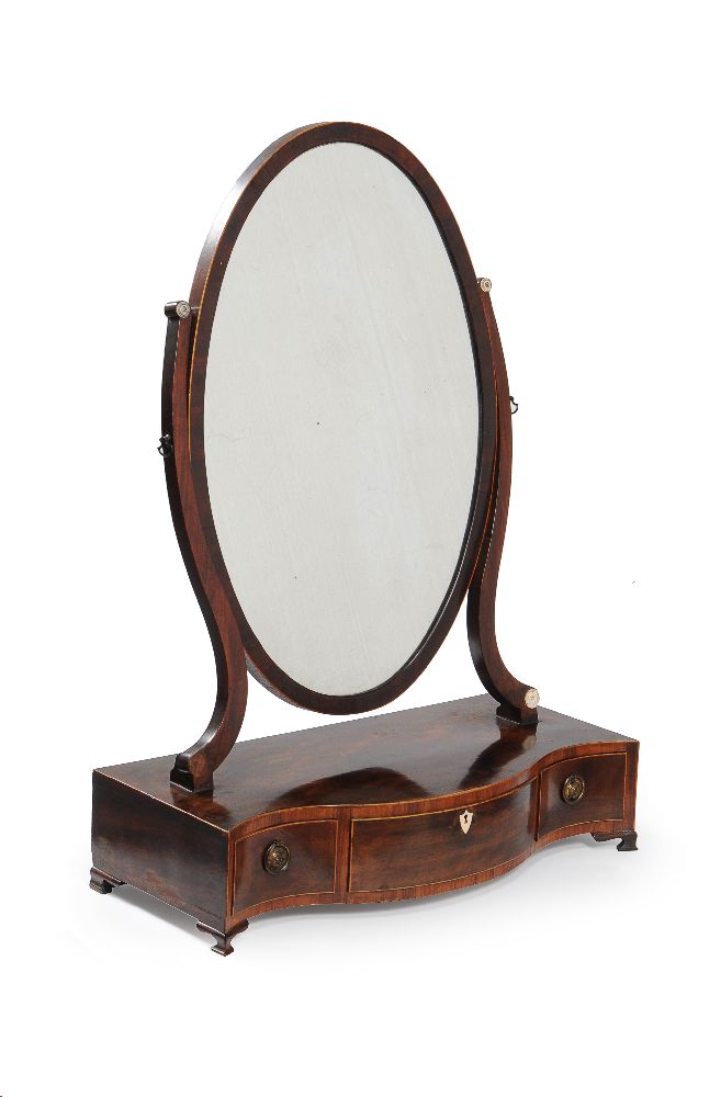 A George III mahogany serpentine fronted dressing mirror - Image 2 of 3