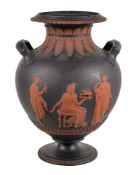 A Turner black basalt vase in the form of an amphora with a pair of shoulder handles