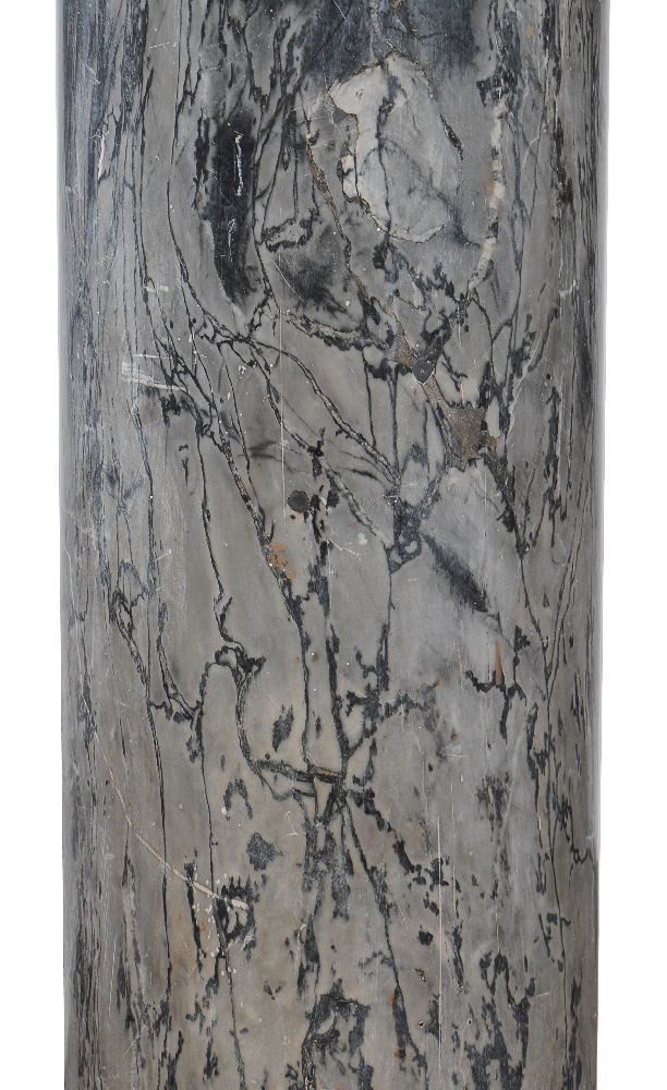 A Continental variegated grey and white marble mounted columnar pedestal - Image 3 of 3