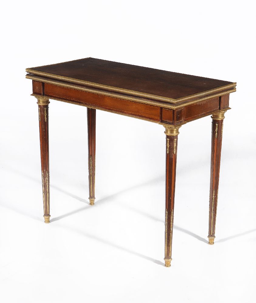 A French partridgewood and gilt metal mounted folding card table