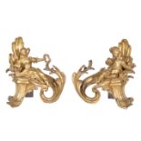 A pair of Louis XV ormolu figural chenets