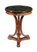 A Victorian burr walnut and verre eglomise occasional table