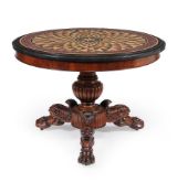 A Continental mahogany and specimen marble mounted centre table