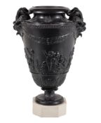 A Herculaneum black basalt two-handled vase