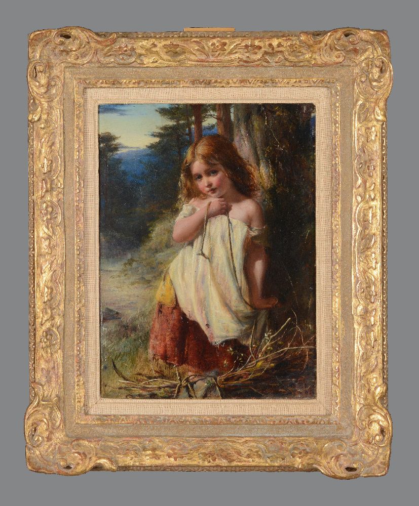 Robert Herdman (Scottish 1829-1888)A young girl in the woodland - Image 2 of 3