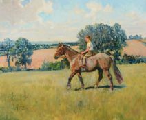 λ Lionel Edwards (British 1878-1966)Francis Egerton on his pony George at Dean and Chapter Farm