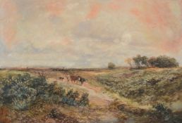 Follower of David Cox (British 1783-1859)A cattle drover in a landscape