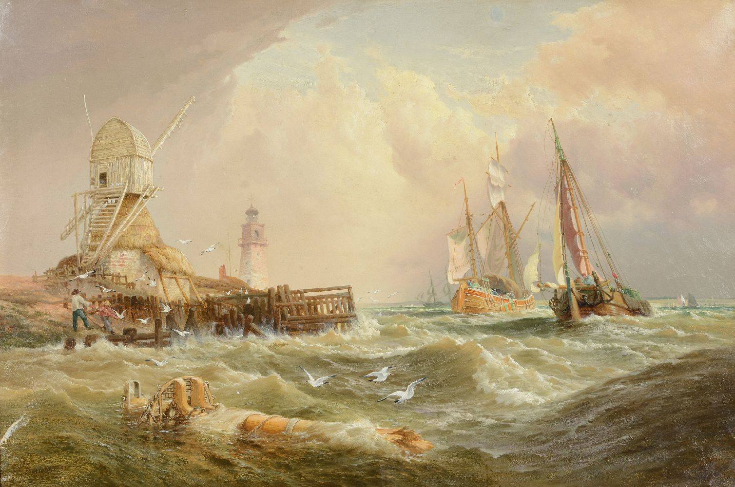 Clarkson Frederick Stanfield (British 1793-1867)Stormy seas in Holland