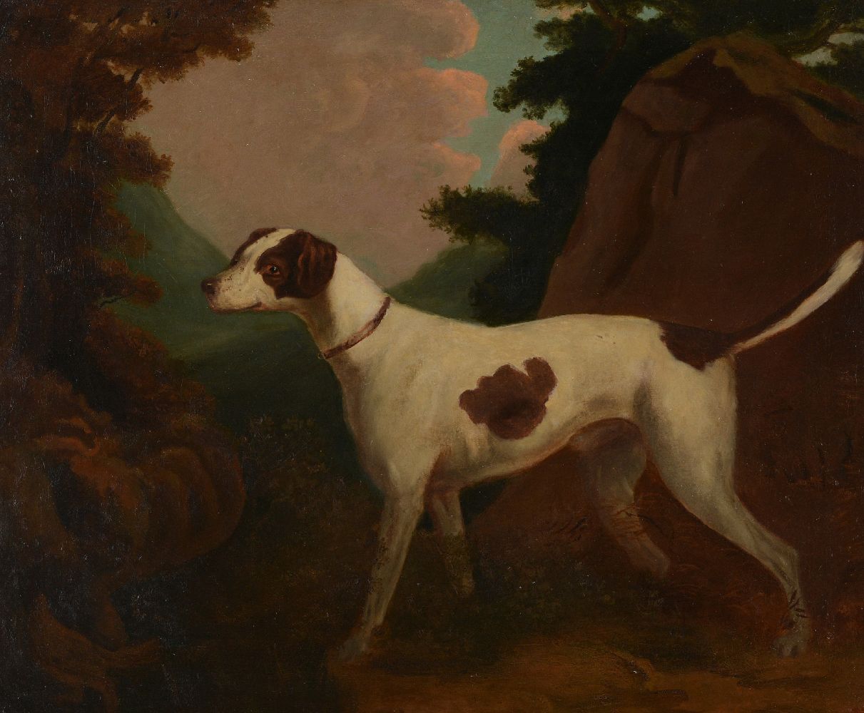 English School (19th century )Spanish Pointer in a landscape