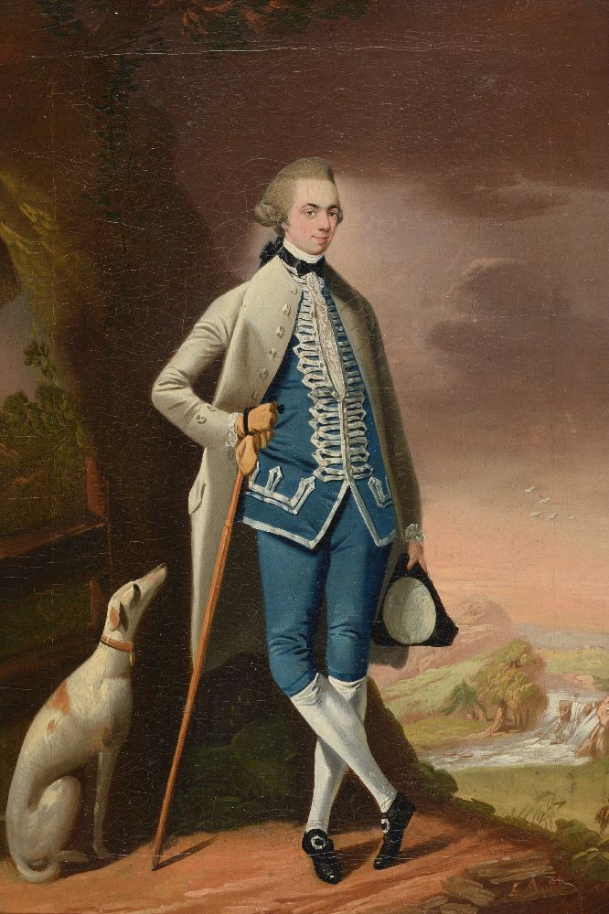 Edward Alcock (British fl.1757-1778)Portrait of a gentleman with his greyhound