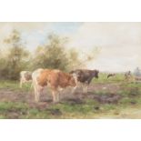 λ Adrianus Johannes Groenewegen (Dutch 1874-1963)A study of cows in a field with two farmers beyond