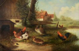 Manner of Franz van Severdonck Cockerels and ducks feeding