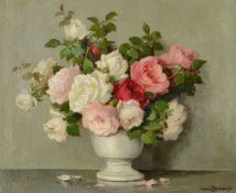 λ Maurice Alfred Decamps (French 1892-1953)Roses in a vase