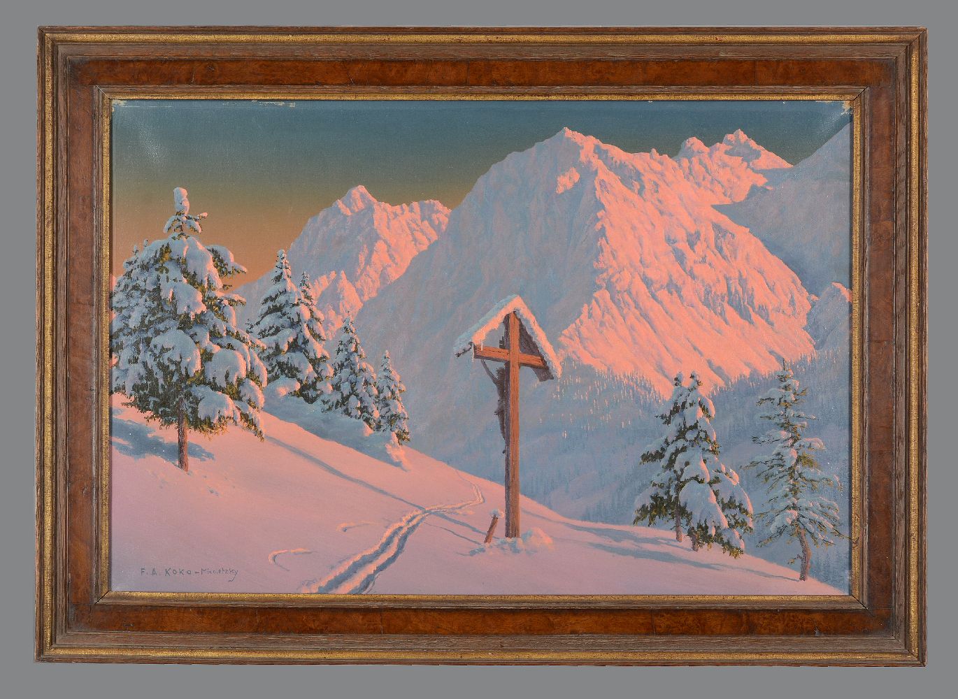 λ Friedrich Albin Koko-Micoletsky (Austrian 1889-1981)Alpine sunset - Image 2 of 3