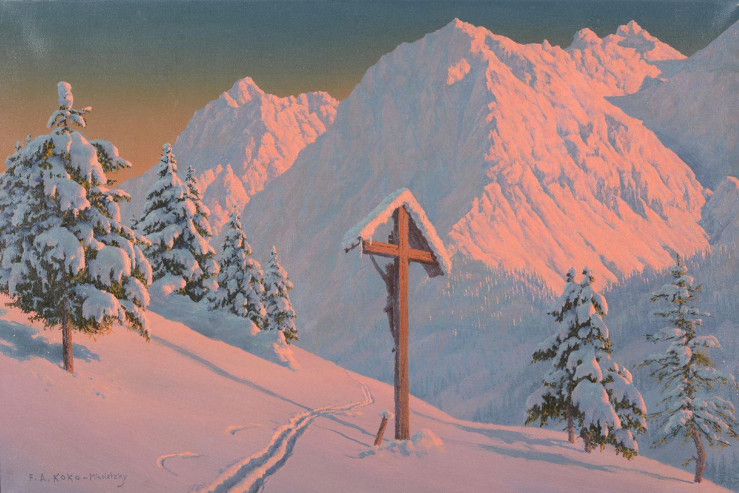 λ Friedrich Albin Koko-Micoletsky (Austrian 1889-1981)Alpine sunset