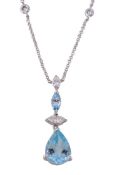 An aquamarine and diamond necklace