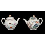 A Worcester polychrome globular teapot and cover painted with the 'Astley' pattern, circa 1770, 15cm