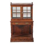 ϒ An Aesthetic movement rosewood side cabinet, circa 1890, stamped C. Hindley & Sons