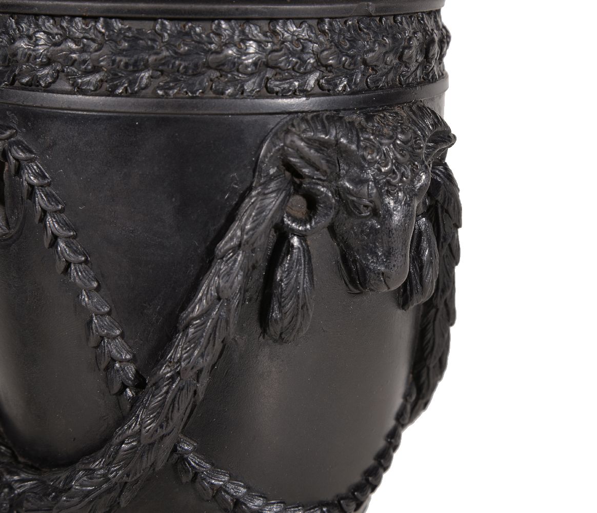 A rare S. Greenwood of Fenton black basalt classical urn, circa 1775, the shoulder with an oakleaf - Image 5 of 5