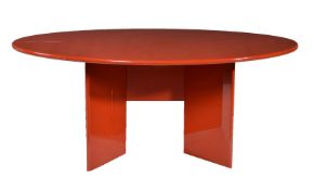 Kazuhide Takahama, a red lacquered Antella folding console table, designed 1968, produced by Simon