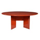 Kazuhide Takahama, a red lacquered Antella folding console table, designed 1968, produced by Simon