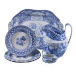 A selection of mostly Spode blue and white printed pearlware, first half 19th century, comprising: a